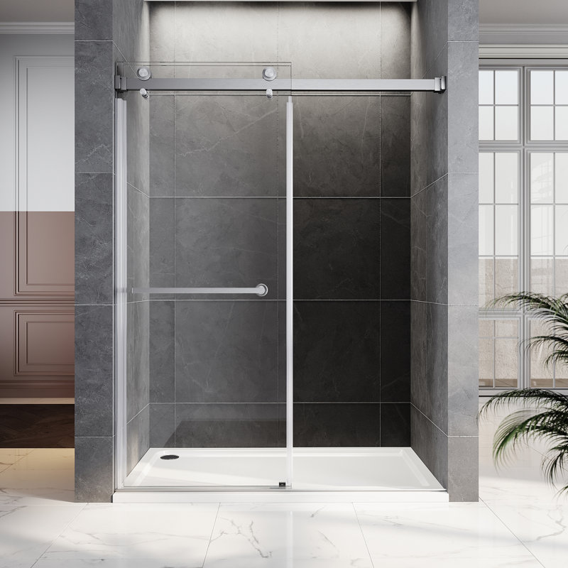 61" - 65" W x 76" H Double Sliding Frameless Shower Door, Nickel