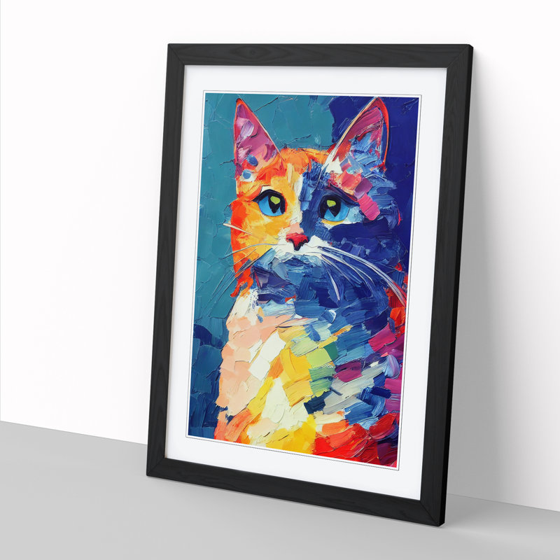 Dimitrov Cat Palette Knife Vol.2 1 Piece Wall Art, 46cm H x 34cm W, Black Framed