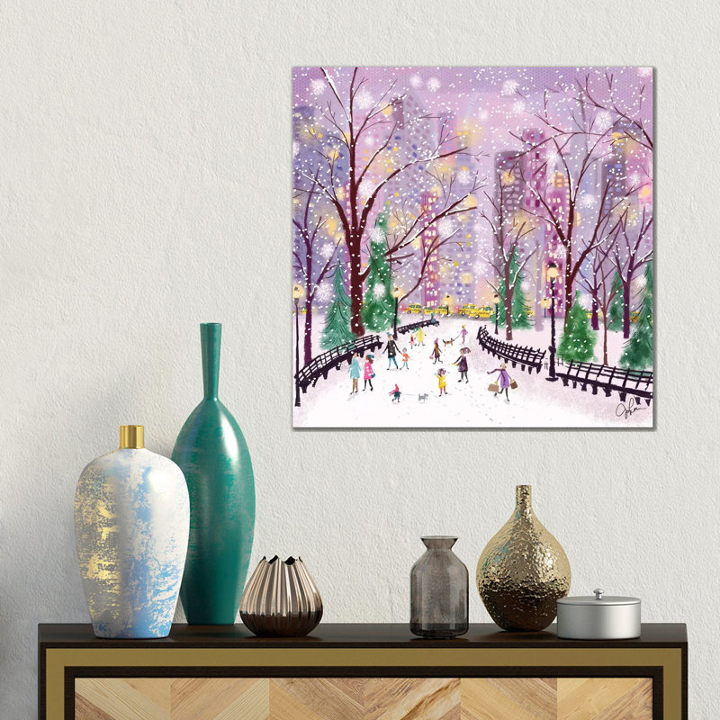 «Snowy Night» par Joy Laforme - impression sur toile tendue, H 12 po x l 12 po x P 0,75 po, Toile tendue