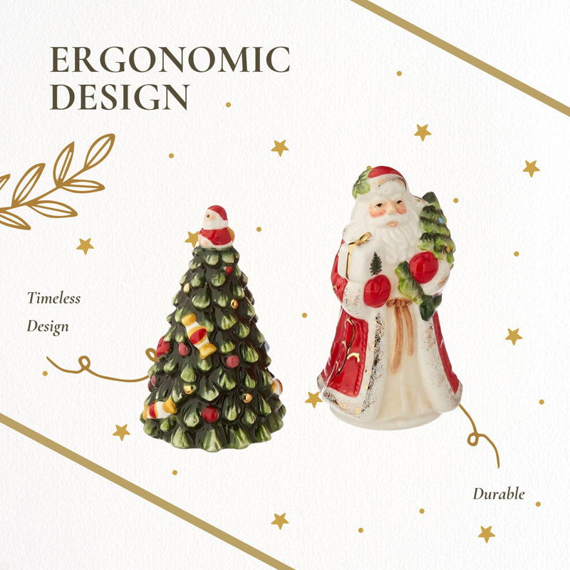 Spode Christmas Tree Napkin Holder with Salt & Pepper Shakers, 3-Piece Set