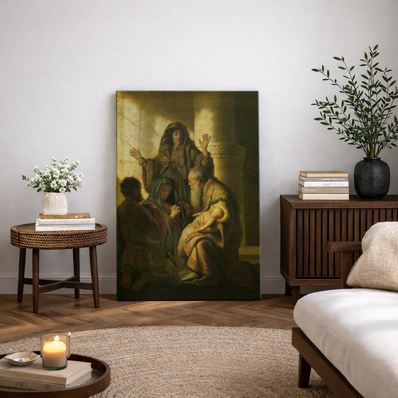 Présentation de l'œuvre du Christ enfant, images de scène de temple biblique, impression sur toile encadrée, Toile tendue