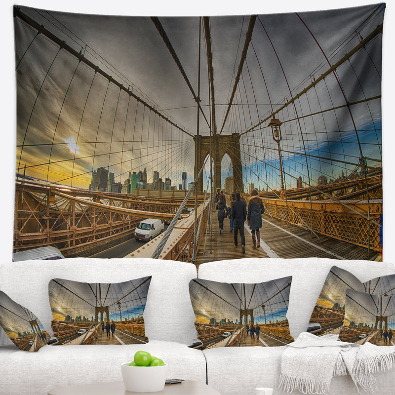 Paysage se promenant sur le pont de Brooklyn, H 32 po x l 39 po