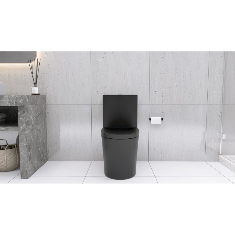 Toilette noire matte avec double chasse, 1,1 / 1,6, salle de bain allongée en noir, utilisation écoénergétique, Noir mat
