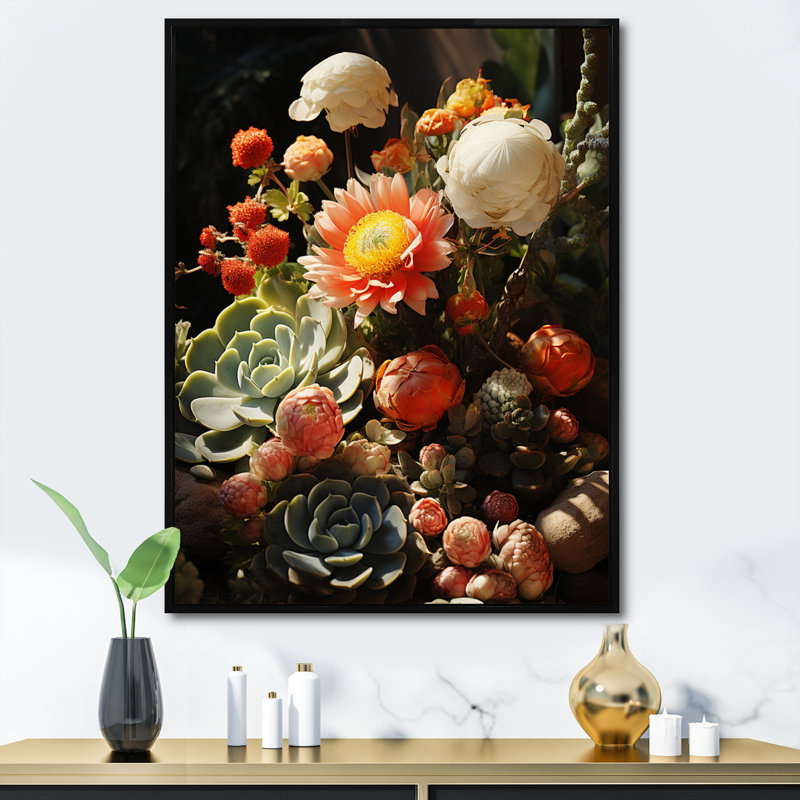 «Zarriyah Desert Cacti Garden I», reproduction sur toile, H 40 po x l 30 po x P 1,5 po, Cadre flottant noir