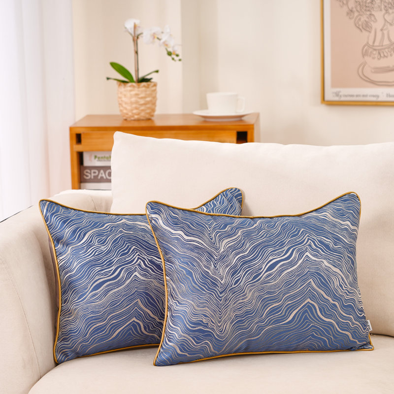 Abstract Reversible Throw Pillow, Pillow Cover Only - No Insert, Blue
