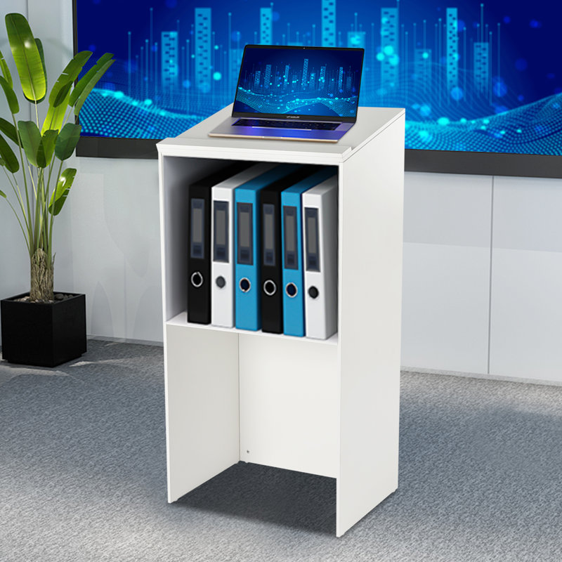 Meuble de présentation portatif avec tablettes spacieuses (blanc)