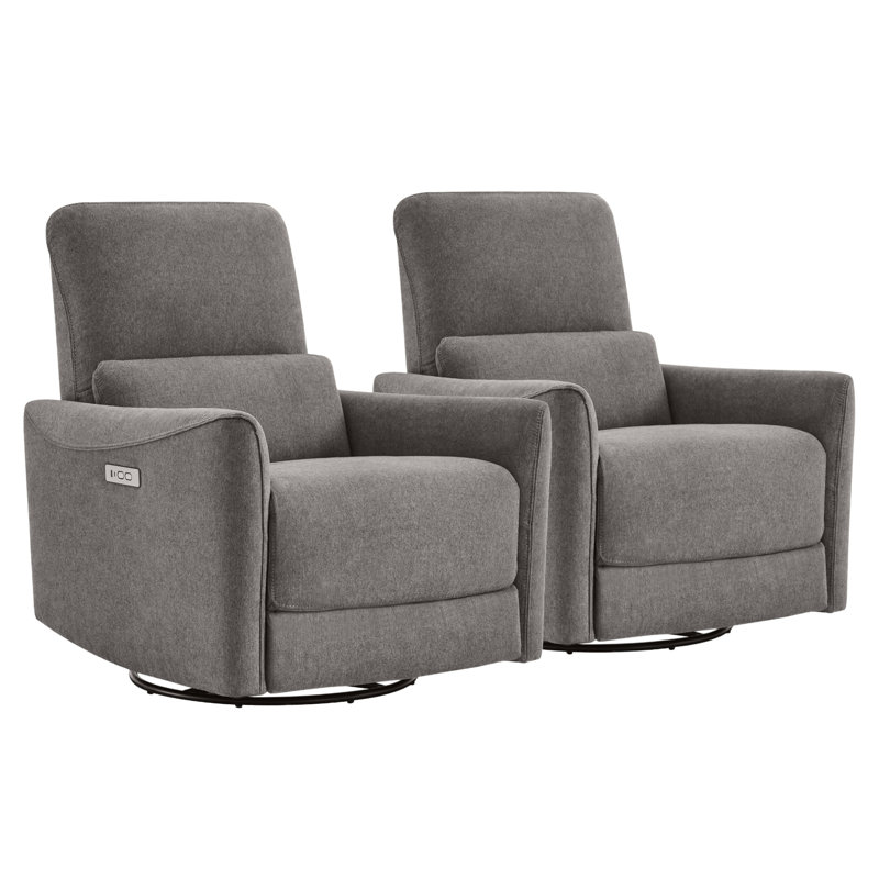Fauteuil inclinable électrique pivotant rembourré Cadavid, Gris métal