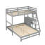 Lit superposé simple au dessus d'un lit double avec bureau intégré et trois tiroirs
