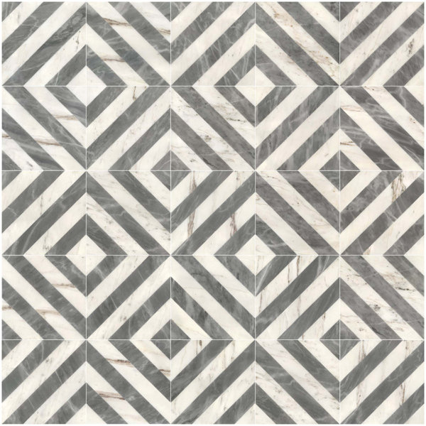 12"×12" Waterjet Polished Natural Stone Marble Tiles For Floor And Wall, 1 Box 8 PCS