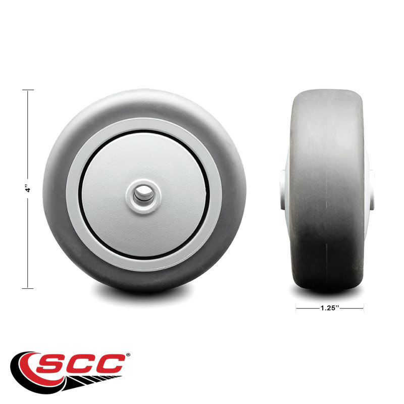 SCC - 4" Thermoplastic Rubber Wheel Only - 3/8" Bore - 250 lbs Capacity