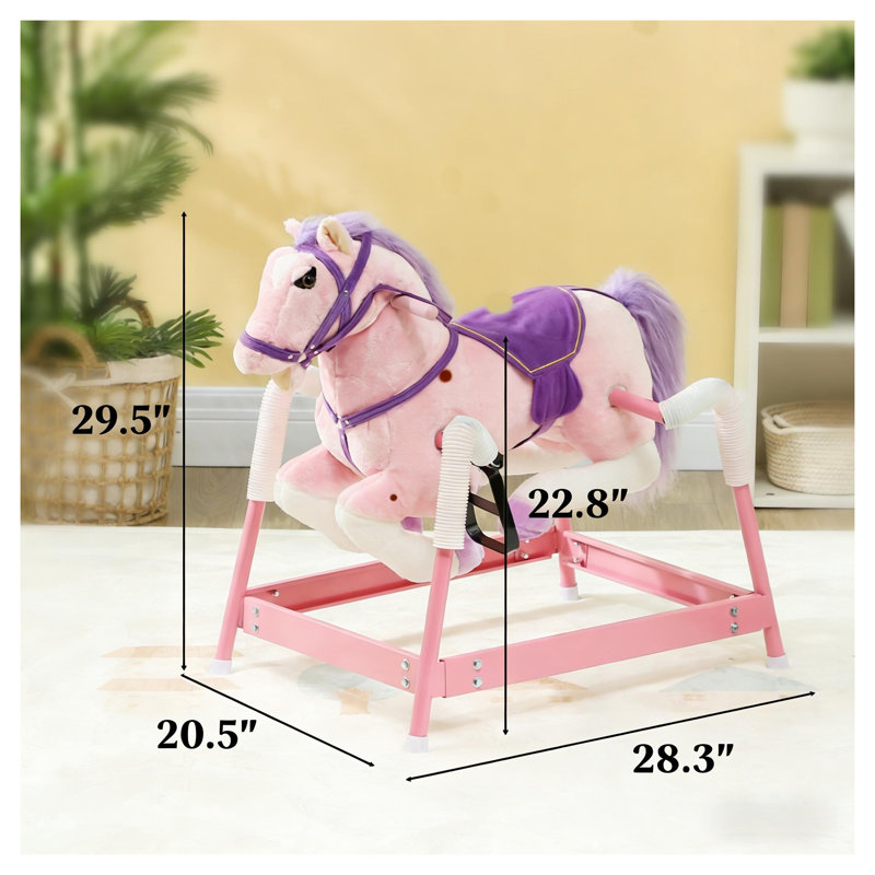 Cheval à bascule rose avec sons de hennissement interactifs, Pink/Purple