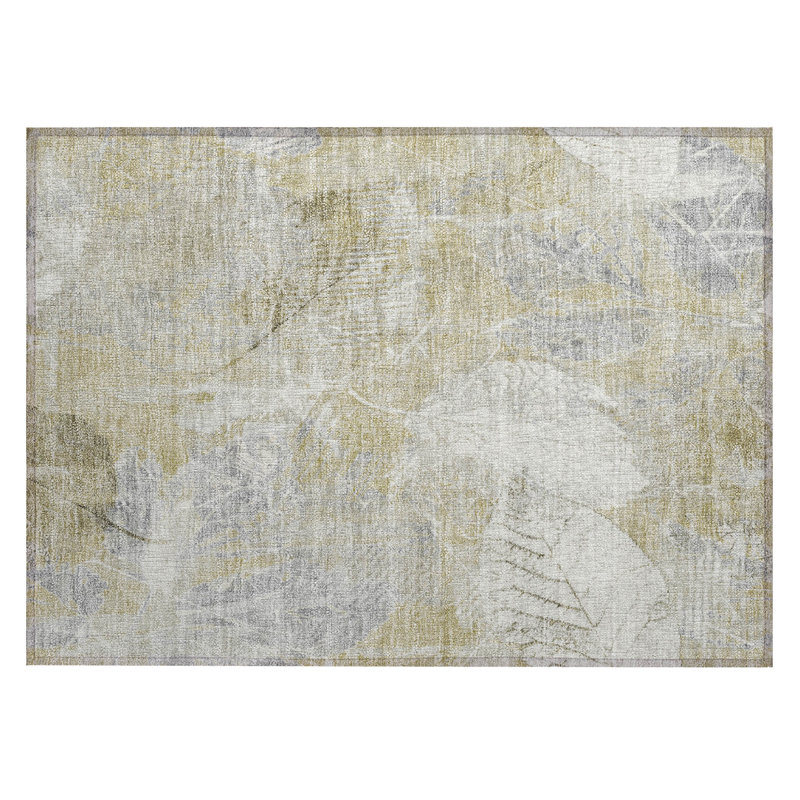 Machine Washable Indoor/Outdoor Xhevrie Beige Rug, Rectangle 1'8" x 2'6"