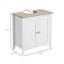 Armoire de rangement à piédestal compacte avec tablettes réglables et portes doubles