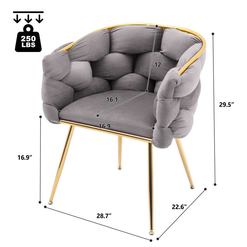 Chaise de salle à manger en velours touffetée Tecoria, Gris