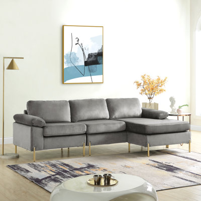 Velvet Sectional Sofa With Chaise