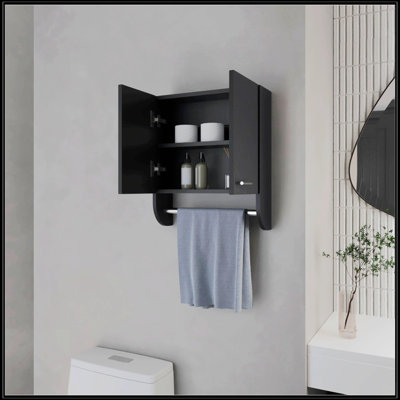 Black Medicine Cabinet With Towel Bar
