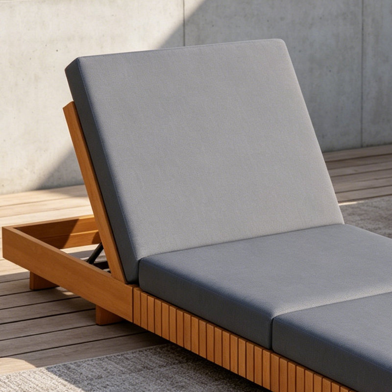 Méridienne en bois massif, Copper,Teak+TRIPLE FOLDS