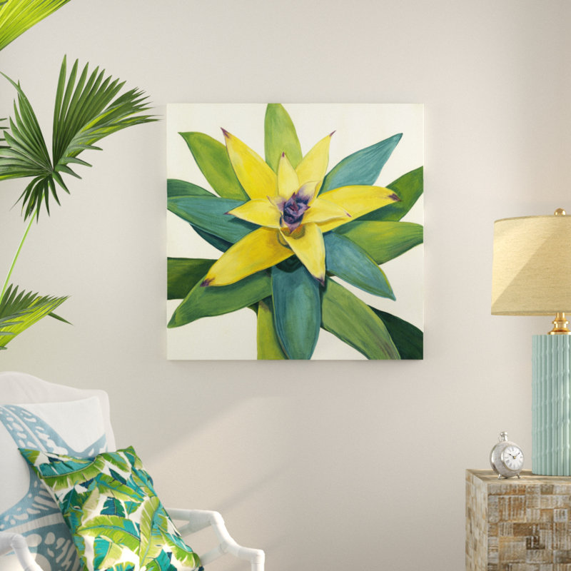 «Tropical Bloom I», peinture sur toile, H 36 po x l 36 po