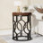 20" Round Industrial Side Table With Metal Openwork Frame, Rustic End Table Nightstand, Small Accent Table With Wood Top, Easy Assembly