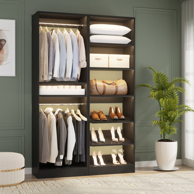Closet System with Shoe Racks & Hanging Rods