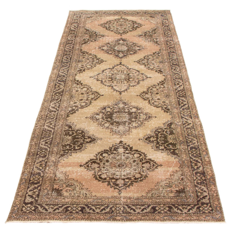 Tapis de couloir unique en laine noué à la main style années 1990 de 4 pi 9 po x 12 pi 6 po Monaye
