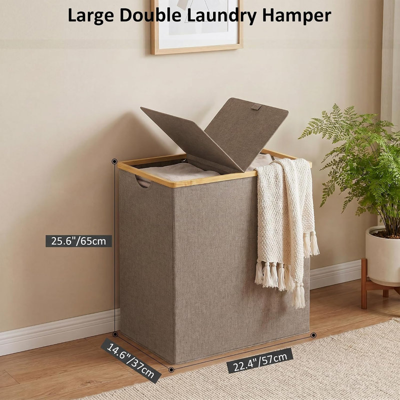 Panier à linge double 140L avec couvercle