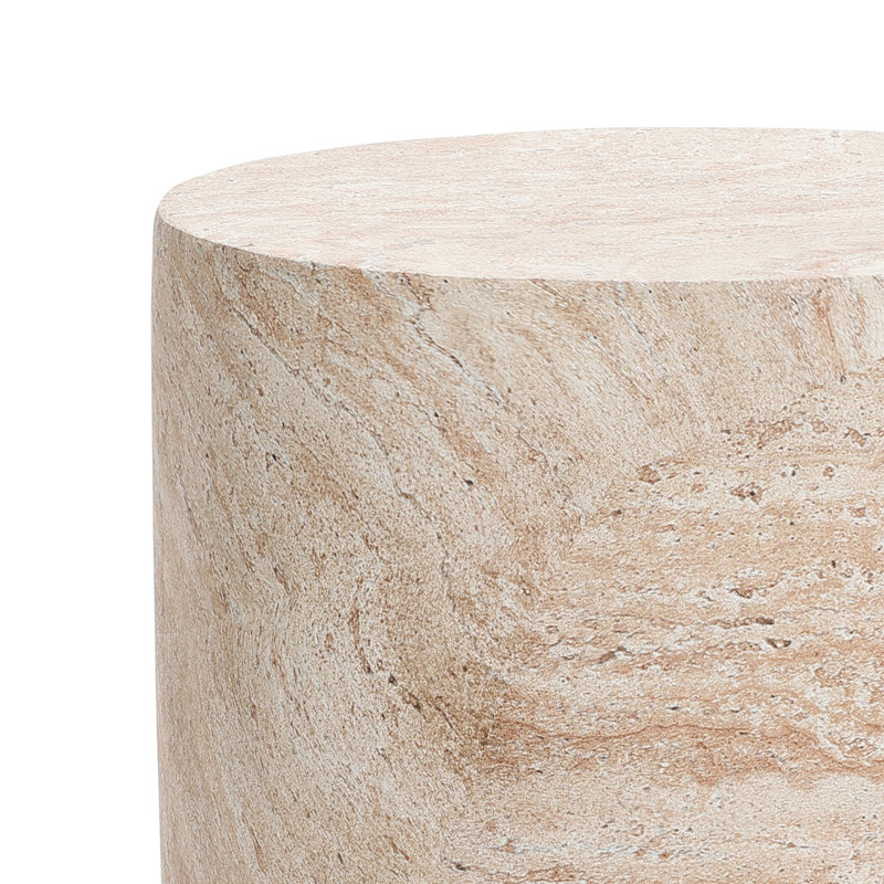 Table d'appoint Faux Travertine MgO,  Rond texturé,  H 18,31 po x l 14,17 po x P 14,17 po 