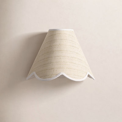1-Light Hardwired Rattan Flush Mounted Sconce