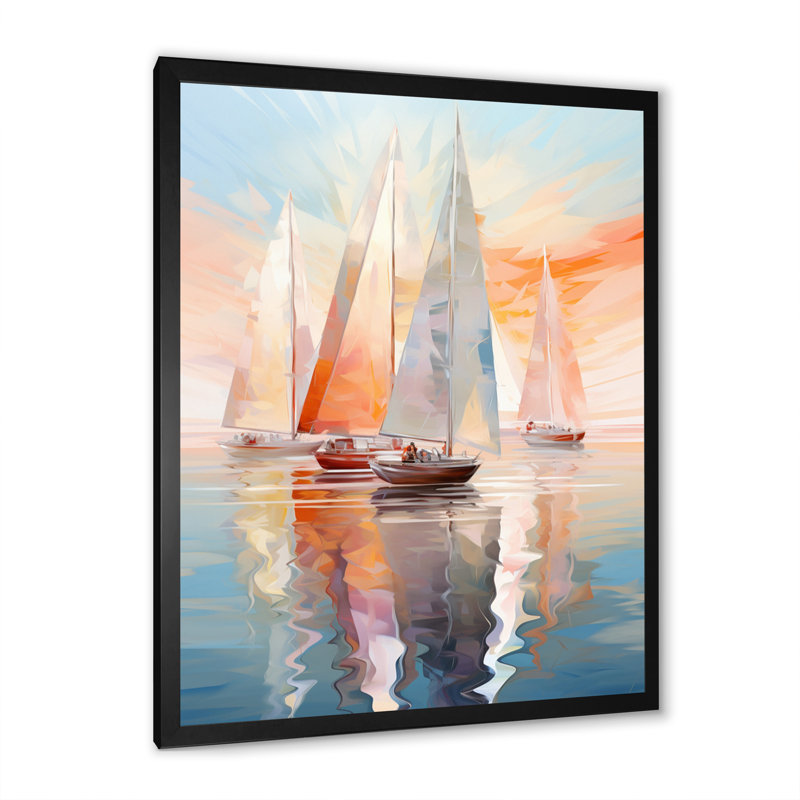 Minimalisme, voilier, rythme, art mural, Cadre simple noir, H 32 po x l 16 po x P 1 po