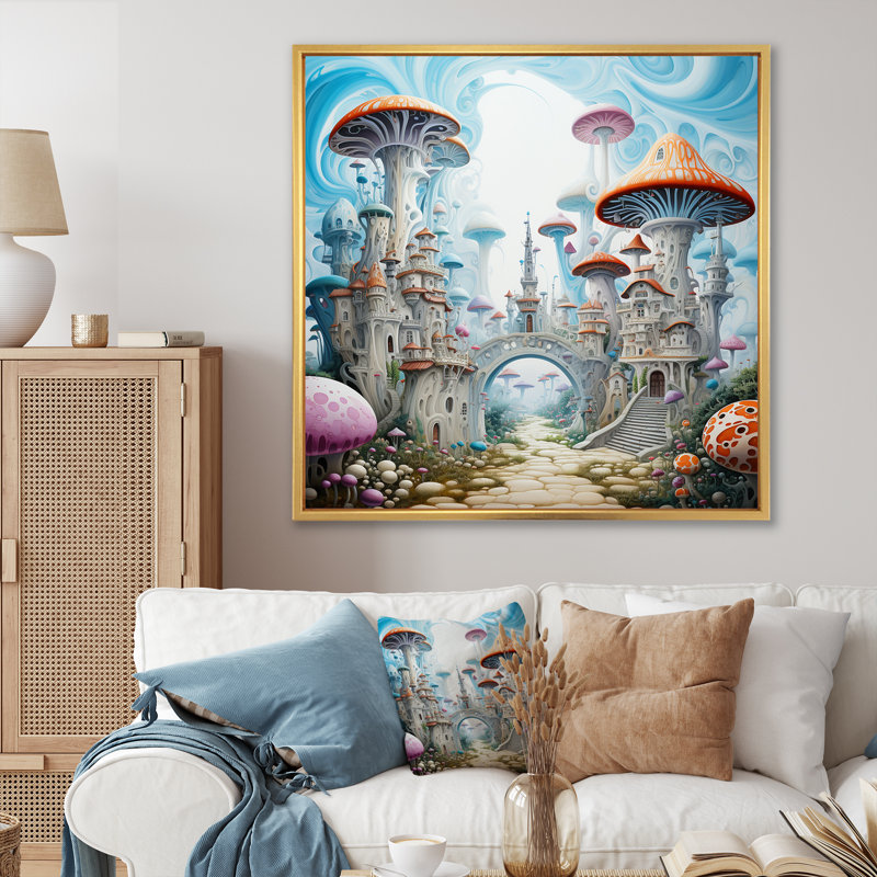 Imaginaire de la ville fantaisiste I - Art mural fantastique et science-fiction, Cadre flottant noir, 16" H x 16" W