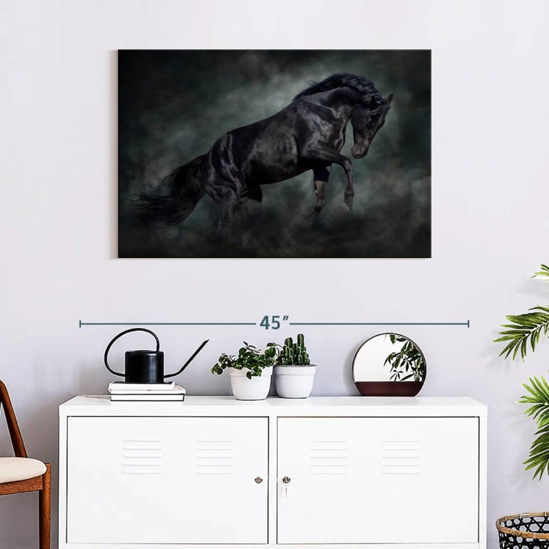 Brampt Prancing Black Horse, 24" H x 36" W