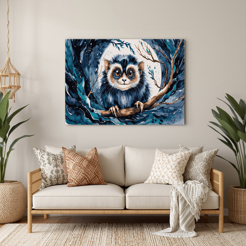 Faune, art mural bleu Loris, H 8 po x l 10 po