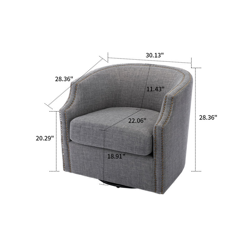 Chaise pivotante 30,5 po Pimm, Lin gris foncé