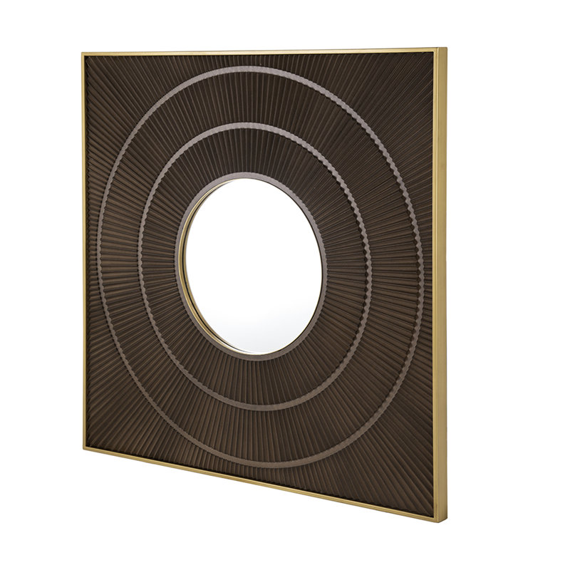 Miroir carré de 40 po plissé avec cadre en fer doré, rehaussant votre espace de vie, texture de l'entrée de la salle de bain, créant un style élégant