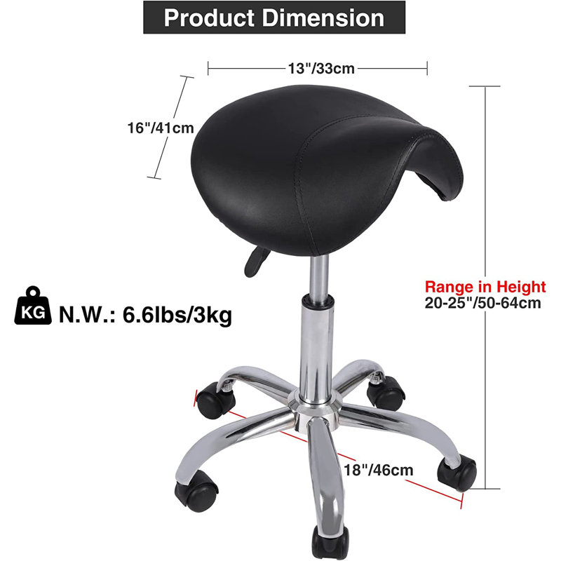 Lamel Adjustable Height Ergonomic Lab Stool with Footring Wheels