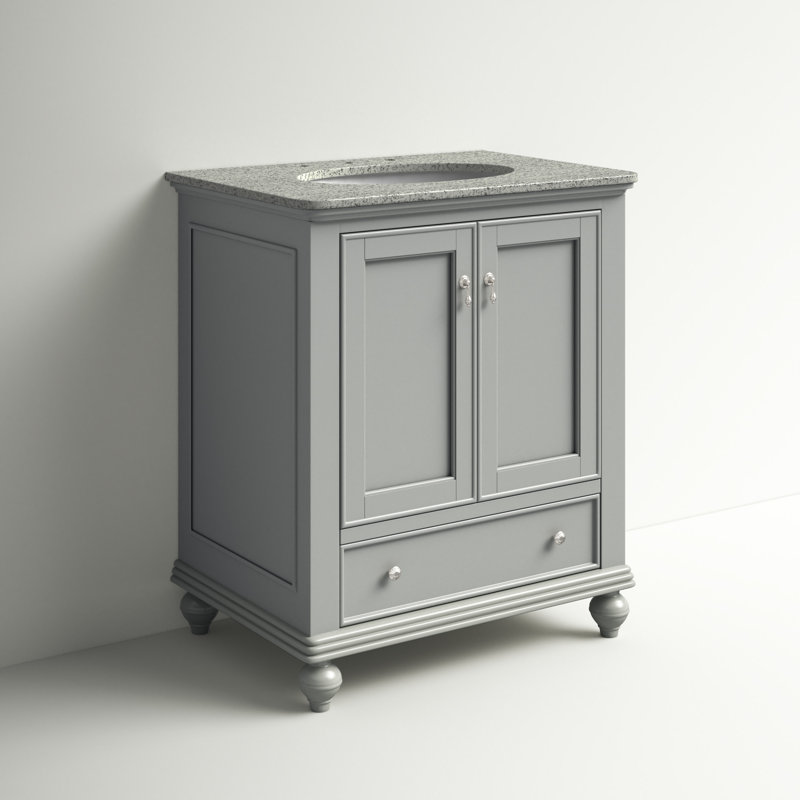 Otto 30'' Single Bathroom Vanity with Top, Light Gray, Sparkling Gray Quartz