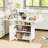 47" Wood Folding Dining Table with storage rack and cabinet, Removable Entryway Table with 6 Wheels