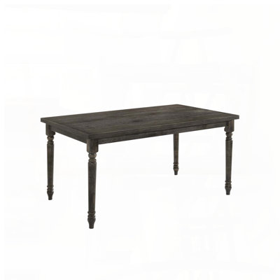 Weathered Gray Finish Rectangular Dining Table with Turned Legs