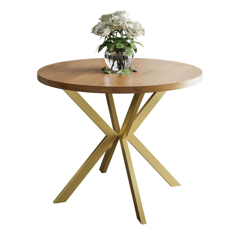 Alezia Round Dining Table, 76 H x 100 L x 176 W cm, Brown