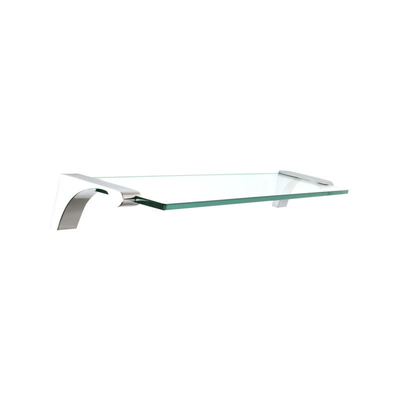 Luna 24" Unlacquered Brass and Wood Bracket Shelf