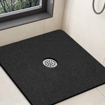 Shower Mat Non Slip, Extra Large Square Shower Mat With Drain Hole In Middle,Soft Loofah Bath Mat Shower Stall Bathtub Mat For Inside Shower Bathroom