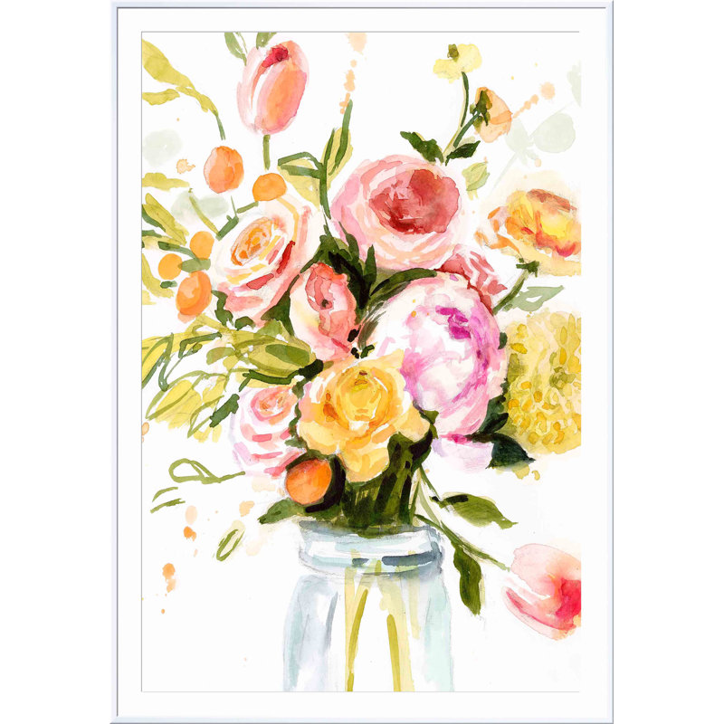 «Loose Arrangement I» par Victoria Borges - peinture encadrée, H 12 po x l 8 po, Blanc