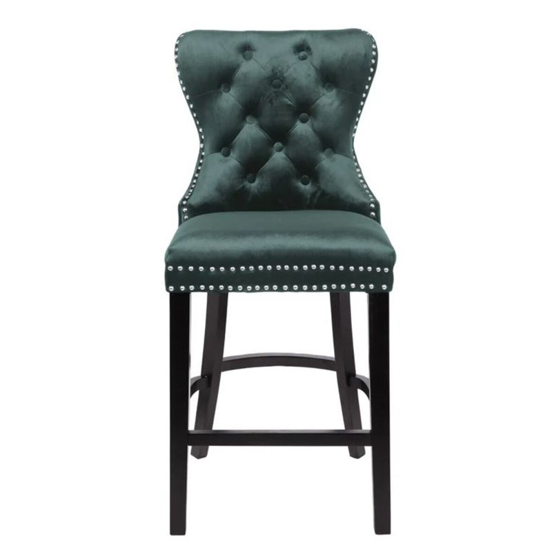 Grand tabouret en velours, Vert