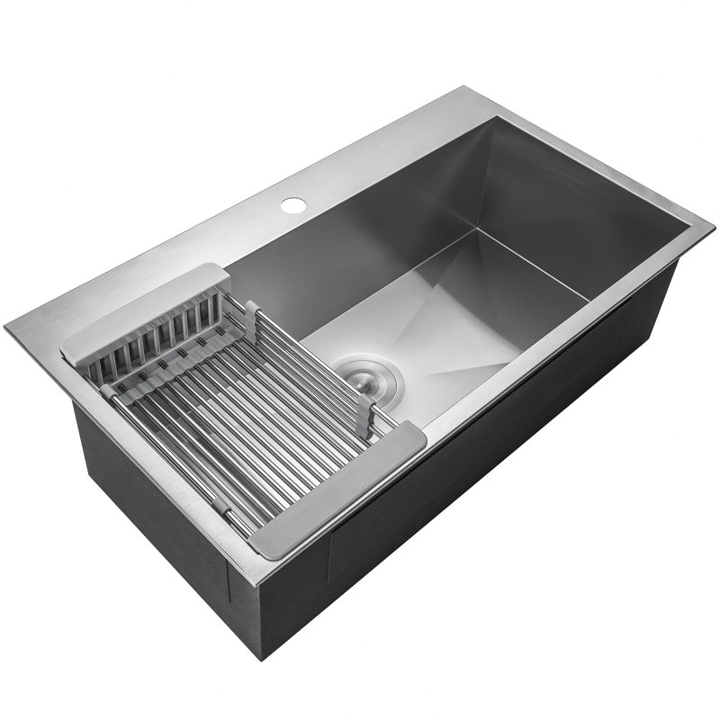 33-Inch Brushed Stainless Steel Single Bowl Kitchen Sink