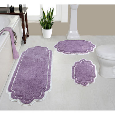 Dobrinka Cotton Bath Rug Set, Machine Washable, Quick Dry, Absorbent - 3 Piece Set
