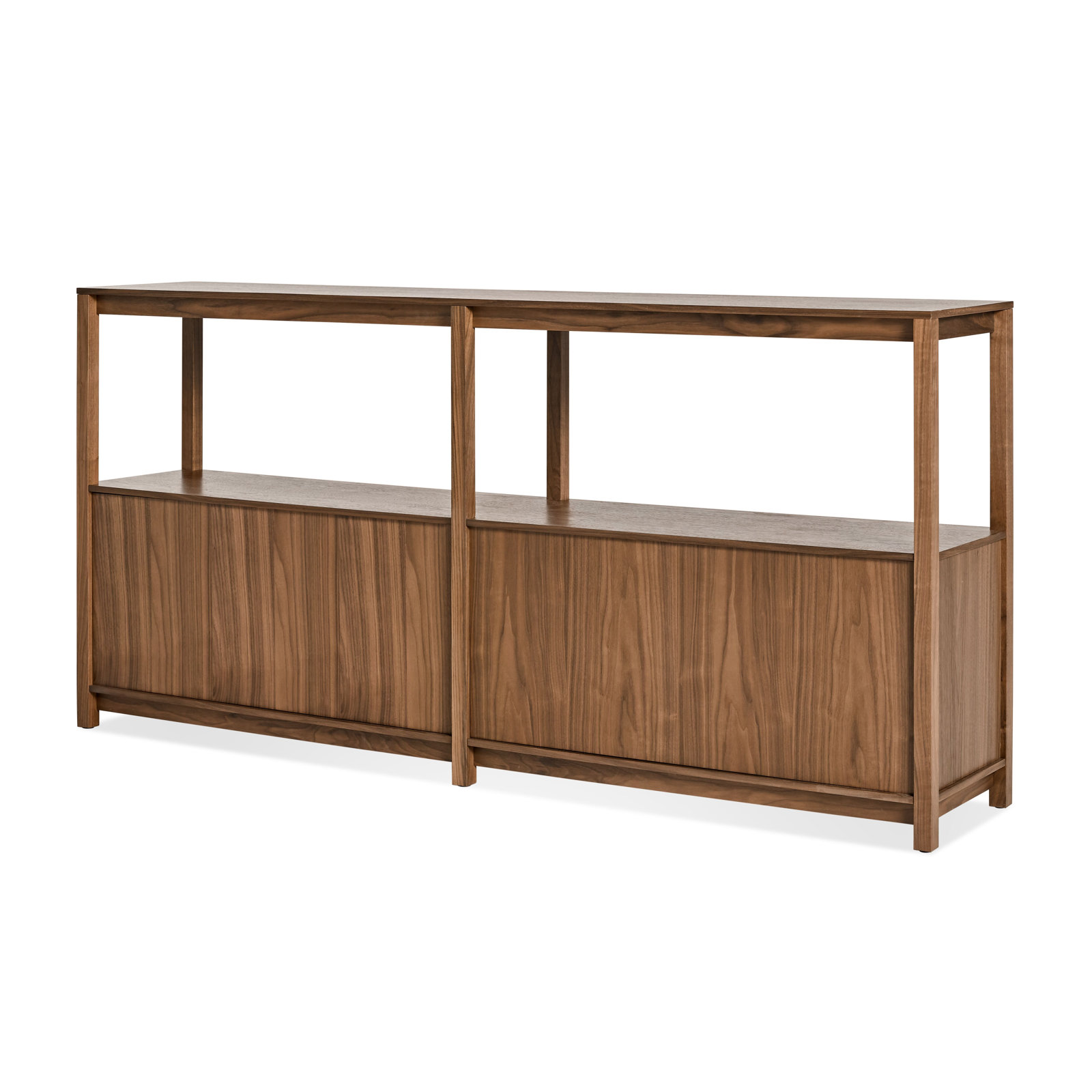 Open Plan Oak Bookcase, (2 Sheves) 33" H x 68" W x 13" D, Walnut