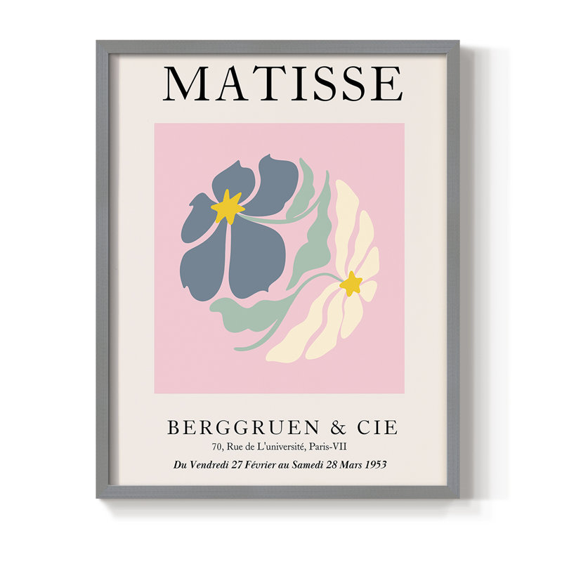 Matisse CDXCVI Framed Print Framed Print - Solid Wood, Gray, 15" H x 12" W
