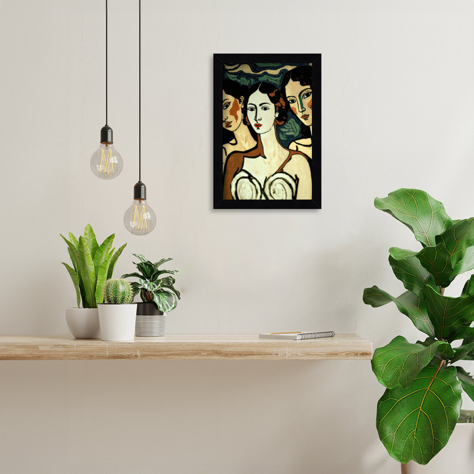 The Soul Sisters by Treechild  Wood Framed Wall Art Print, Black, 13" H x 9" W