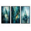 Emerald Blue Pyramid Shapes I - Ensemble de 3 pièces murales abstraites modernes-2014768677-2014768728