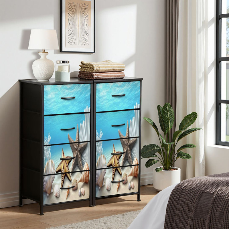 Commode pour commode de chambre à coucher pour garde-robe Étoile de mer corail été plage eau de mer Commodes et commodes d'été en tissu